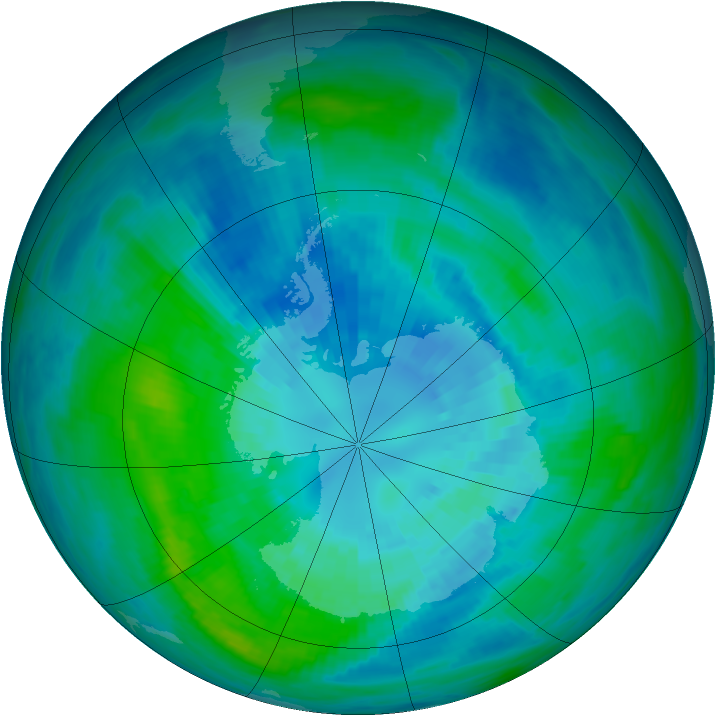 Antarctic ozone map for 01 April 1990